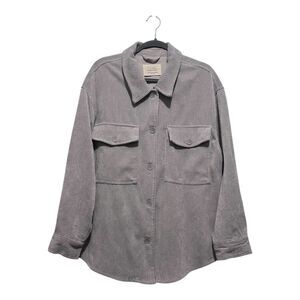 Ashley by 26 International Gray Corduroy Shacket Top XL Button Front Utility